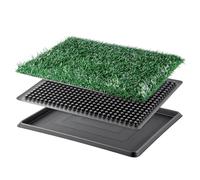M.J COMFY-LIFE Dog Toilet Tray with Artificial Grass - Portable & Washable Indoor Puppy Potty, Reusable Litter Tray for Small Dogs, Leak-Proof Drainage System for Flats or Home Use (C - 64x51x3cm)