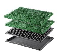 M.J COMFY-LIFE Dog Toilet Tray with Artificial Grass - Portable & Washable Indoor Puppy Potty, Reusable Litter Tray for Small Dogs, Leak-Proof Drainage System for Flats or Home Use (B - 51x41x3cm)