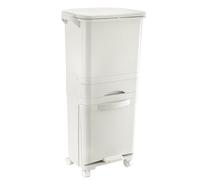 M.J COMFY-LIFE Dry and Wet Separation Trash Can, 42L 2-Tier Vertical Recycling Bins with Wheels,Compartment Kitchen Waste Sorter, Slim Pedal Bin with Lockable Casters