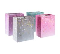 M.J COMFY-LIFE Elegant Gift Bags, 4 Pack 9" Premium Kraft Paper Gift Bags with Handles for Birthday Wedding Baby Shower Christmas Holiday Presents Party Favors (B)