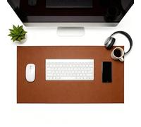 M.J COMFY-LIFE Faux Leather Desk Mat 80x45cm Double-Sided with Stitched Edges Heat Resistant Table Runner for Office Gaming Writing Non-Slip Brown Workplace Protector for Coffee Dining Table Décor