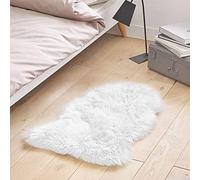 M.J COMFY-LIFE Faux Sheepskin Rug, Fluffy White Faux Fur Rug 40x60cm Irregular Shape, Non-Slip Soft Shaggy Area Rugs for Bedroom, Living Room, as Cozy Throw Blanket or Seat Pad