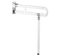 M.J COMFY-LIFE Foldable Toilet Grab Bar for Elderly - 330lbs Weight Capacity, 180° Flip-Up Design with Anti-Slip Grip & Glow Rings, Stainless Steel Handicap Rail for Bathroom Safety (29.5”, White)