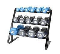 M.J COMFY-LIFE Heavy Duty 3-Tier Adjustable Dumbbell Rack - 1100LBS Weight Storage Stand, Free Weight Organizer for Home Gym, Non-Slip Floor Protection, Strength Training Equipment Rack