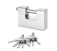 M.J COMFY-LIFE Heavy Duty Steel Padlock with Anti-Drill and Anti-Pick Cylinder, 10 Keys, Silver, Container, Garage, Warehouse, Shed