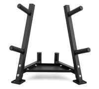M.J COMFY-LIFE Heavy Duty Weight Plate Rack with Barbell Holders, Standard Plates Storage Tree, Steel Weight Plates Organizer Stand for Home Gym Fitness Training Equipment