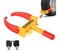 M.J COMFY-LIFE Heavy Duty Wheel Clamp Lock - Extra Strong Anti-Theft Security Device for Caravan, Car, Trailer & Van High Visibility Yellow Iron Construction with 7-11inch Adjustable Aluminum Rod