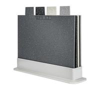 M.J COMFY-LIFE Index Chopping Board Set of 4 Color Coded Plastic Cutting Boards with Storage Stand Non-Slip Non-Porous Kitchen Boards for Meat Fish Vegetables Bread Dishwasher Safe