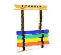 M.J COMFY-LIFE Karate Belt Display Rack10-Slot Martial Arts Belt Holder with Medal Hooks Stickers Taekwondo Judo Belt Organizer for Dojo Home Decor (Bamboo wood)
