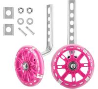 M.J COMFY-LIFE Kids Bike Stabilisers Adjustable Training Wheels for 12"-20" Children's Bikes Steel Support Frame with Plastic Wheels (12cm Diameter) Easy to Install (Pink)
