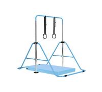 M.J COMFY-LIFE Kids Gymnastics Bar with Mat - Adjustable Easy Assembly Training Kip Bar Horizontal Bar for Home, Gymnastics Equipment for Kid 5-12 years (Blue)