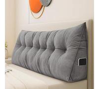 M.J COMFY-LIFE Large Lumbar Pillow Triangular Reading Pillow - Ergonomic Backrest Support Cushion for Bed & Sofa, Headboard Wedge with Removable Cover & Side Pocket for Reading (Grey, 2M)