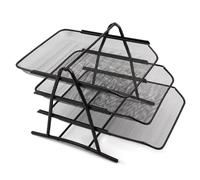 M.J COMFY-LIFE Mesh Letter Tray Stackable Office Desk Tidy File Holder Document Storage Organizer Black Wire Mesh Document Tray for Documents Letter Magazines and A4 paper (3 Tier)