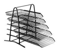 M.J COMFY-LIFE Mesh Letter Tray Stackable Office Desk Tidy File Holder Document Storage Organizer Black Wire Mesh Document Tray for Documents Letter Magazines and A4 paper (5 Tier)