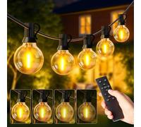 M.J COMFY-LIFE Outdoor Festoon Lights Mains Powered G40 Garden 15M Dimmable with Remote Control 25 Bulbs LED String Lights for Balcony Patio Christmas Halloween intdoor Decor Wedding Lamps