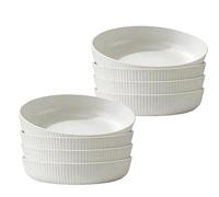 M.J COMFY-LIFE Pasta Bowls Large Unbreakable Plastic Serving Bowls Lightweight, Dishwasher Safe Deep Cereal Bowls for Pasta, Salad, Rice - Ideal for Everyday Use & Family Dining (White, 8-Pack)