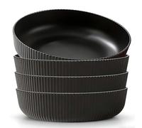 M.J COMFY-LIFE Pasta Bowls Large Unbreakable Plastic Serving Bowls Lightweight, Dishwasher Safe Deep Cereal Bowls for Pasta, Salad, Rice - Ideal for Everyday Use & Family Dining (Black, 4-Pack)