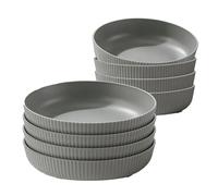 M.J COMFY-LIFE Pasta Bowls Large Unbreakable Plastic Serving Bowls Lightweight, Dishwasher Safe Deep Cereal Bowls for Pasta, Salad, Rice - Ideal for Everyday Use & Family Dining (Grey, 8-Pack)