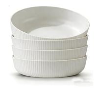 M.J COMFY-LIFE Pasta Bowls Large Unbreakable Plastic Serving Bowls Lightweight, Dishwasher Safe Deep Cereal Bowls for Pasta, Salad, Rice - Ideal for Everyday Use & Family Dining (White, 4-Pack)