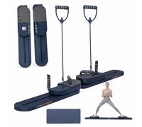 M.J COMFY-LIFE Pilates Board for Home Workout, Portable Core Training Equipment with Resistance Bands Full Body Exercise Machine for Women Men Home Gym Reformer for Toning Legs Glutes Abs (Blue)