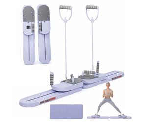 M.J COMFY-LIFE Pilates Board for Home Workout, Portable Core Training Equipment with Resistance Bands Full Body Exercise Machine for Women Men Home Gym Reformer for Toning Legs Glutes Abs (Purple)