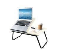 M.J COMFY-LIFE Portable Bamboo Laptop Stand with Adjustable Height & Viewing Angle - Laptop Table with Drawer for Bed, Sofa, or Floor Use (Model C - wood)