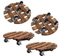M.J COMFY-LIFE Potted Plant Stand with Wheels 12″ Round Plant Caddy Wood Potted Trolley Movable Plant Dolly Heavy-Duty Plant Stands for Indoor Outdoor Use Plant Movers for Patio Garden Home (4 pack)