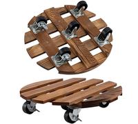 M.J COMFY-LIFE Potted Plant Stand with Wheels 12″ Round Plant Caddy Wood Potted Trolley Movable Plant Dolly Heavy-Duty Plant Stands for Indoor Outdoor Use Plant Movers for Patio Garden Home (2 pack)