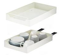 M.J COMFY-LIFE Pull Out Cabinet Organizer Slide Out Drawer Shelf No-Drill Installation Space-Saving Kitchen Spice Rack Adhesive Pantry Shelves for Bathroom, Closet White (ABS, 25 * 43cm-2pcs)