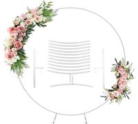 M.J COMFY-LIFE Round Metal Balloon Arch Stand - 2M/6.5ft Durable Iron Wedding Arch , Detachable & Reusable Party Backdrop for Outdoor/Indoor Decor (Round 2M White)