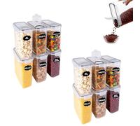 M.J COMFY-LIFE Set of 12 Cereal Storage Container Airtight Food Cereal Dispenser Containers Stackable Kitchen Storage Boxes Plastic Pantry Organization with Lock Lids for Cornflakes Flour Sugar Pasta