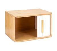 M.J COMFY-LIFE Small Breadbins Bread Box for Counter Bamboo Compact Bread Storage Containers with Sliding Door Space-Saving Design for Kitchen (White-1pc, Small)