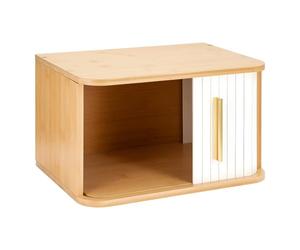 M.J COMFY-LIFE Small Breadbins Bread Box for Counter Bamboo Compact Bread Storage Containers with Sliding Door Space-Saving Design for Kitchen (White-1pc, Small)