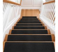 M.J COMFY-LIFE Stair Tread Pads Stair Mats Carpet Non-slip Step Protectors Reusable Stair Runner Rugs Covers Stair Protection Mats for Home Indoor Pets Kids Elders (Black-Striped, 30pcs-70x22cm)