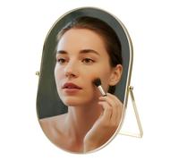 M.J COMFY-LIFE Tabletop Makeup Mirror 31×21 cm - Portable Single-Sided Vanity/Dressing Table Mirror, Free-Standing Cosmetic Mirror (Oval Gold)