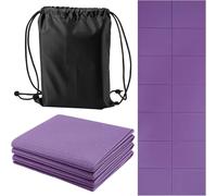 M.J COMFY-LIFE Travel Foldable Yoga Mat - 5mm Non-Slip Portable Exercise & Gym Mat for Yoga, Pilates, Travel & Fitness (Lightweight, Water-Resistant, Fits Backpack) - Unisex (Purple)
