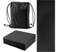 M.J COMFY-LIFE Travel Foldable Yoga Mat - 5mm Non-Slip Portable Exercise & Gym Mat for Yoga, Pilates, Travel & Fitness (Lightweight, Water-Resistant, Fits Backpack) - Unisex (Black)