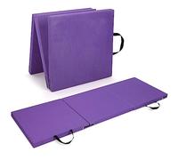 M.J COMFY-LIFE Tri-Fold Exercise Mat, 1.5" Thick Non-Slip Soft Foam Yoga Mat with Carry Strap Handles, Portable Folding Gym Mat for Yoga, Pilates, Gymnastics, Home Workout, Camping (Purple)
