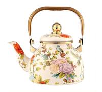 M.J COMFY-LIFE Vintage Floral Enamel Tea Kettle 1.2L Stovetop Teapot with Removable Infuser Retro Kettle Heat-Resistant Water Pot for Home Kitchen Camping Antique Flower Pattern Housewarming Present