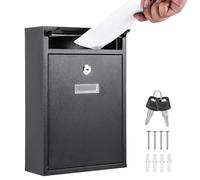 M.J COMFY-LIFE Wall Mounted Steel Lockable Weatherproof Post Box - Galvanised Steel Outdoor Mailbox with Nameplate, 2 Keys, and Easy Installation (Black)
