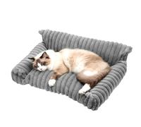 M.J COMFY-LIFE Washable Pet Sofa Bed for Cats and Small Dogs, Luxury Faux Fur Cat Couch with Removable Cover, Orthopedic Head & Neck Support, Non-Slip Bottom (76×51×25cm)