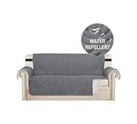 M.J COMFY-LIFE Waterproof 2 Seater Sofa Cover Slipcovers Washable Pet Resistant Non Slip Couch Protector with Elastic Straps (Light Grey)