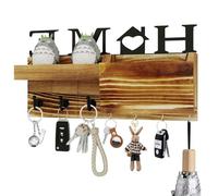 M.J COMFY-LIFE Wooden Key Holder for Wall with Mail Sorter - Key Hooks Wall Mounted, Rustic Entryway Key Rack with 7 Hooks, Home & Office Storage Organizer for Keys, Wallets, Dog Leash