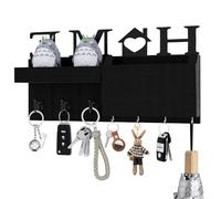 M.J COMFY-LIFE Wooden Key Holder for Wall with Mail Sorter - Key Hooks Wall Mounted, Rustic Entryway Key Rack with 7 Hooks, Home & Office Storage Organizer for Keys, Wallets, Dog Leash