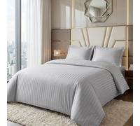 M&J Home 2 Piece Single Duvet Cover Set, Silver Stripe, 100% Polyester Microfibre, OEKO-TEX Certified, Easy-Care, Includes Duvet Cover & Pillowcase