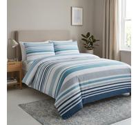 M&J Home 2 Piece Single Duvet Cover Set, Stripe Teal, Polycotton Blend 132 Thread Count, OEKO-TEX Certified, Easy-Care, Includes Duvet Cover & Pillowcase