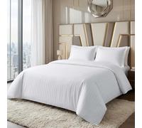 M&J Home 2 Piece Single Duvet Cover Set, White Stripe, 100% Polyester Microfibre, OEKO-TEX Certified, Easy-Care, Includes Duvet Cover & Pillowcase