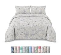 M&J Home 3 Piece Double Duvet Cover Set, Floral Paisley Natural, Polycotton Blend 132 Thread Count, OEKO-TEX Certified, Button Closure, Easy-Care, Includes Duvet Cover & Pillowcases