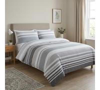 M&J Home 3 Piece Double Duvet Cover Set, Stripe Grey, Polycotton Blend 132 Thread Count, OEKO-TEX Certified, Easy-Care, Includes Duvet Cover & Pillowcases