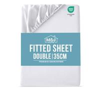 M&J Home Double Bed Fitted Sheet White - Deep Pocket 35cm - 85GSM Microfibre - Easy Care Machine Washable - OEKO-TEX Certified